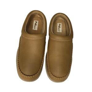 My Slippers Womens Leather Upper Easy Slip-on House Shoes Tan Sz: 9 Cushioned